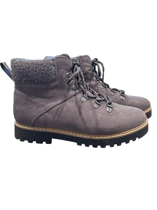 Sonoma Shoes - Sonoma Gray Lace-Up Suede Hiking Boot with Sherpa Collar